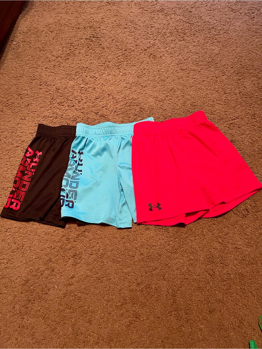 Under Armour Boys Shorts Trio - Black, Light Blue, Red